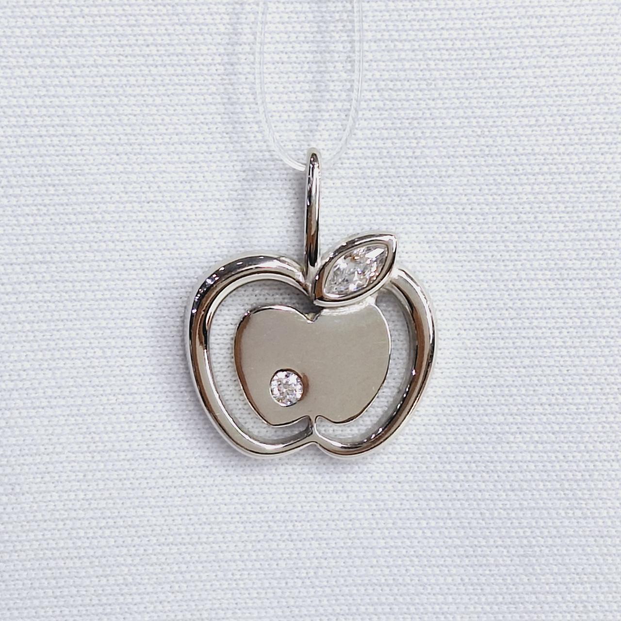 Серебряная подвеска «Яблоко» 925 пробы с фианитами, 925, 8 450 тг