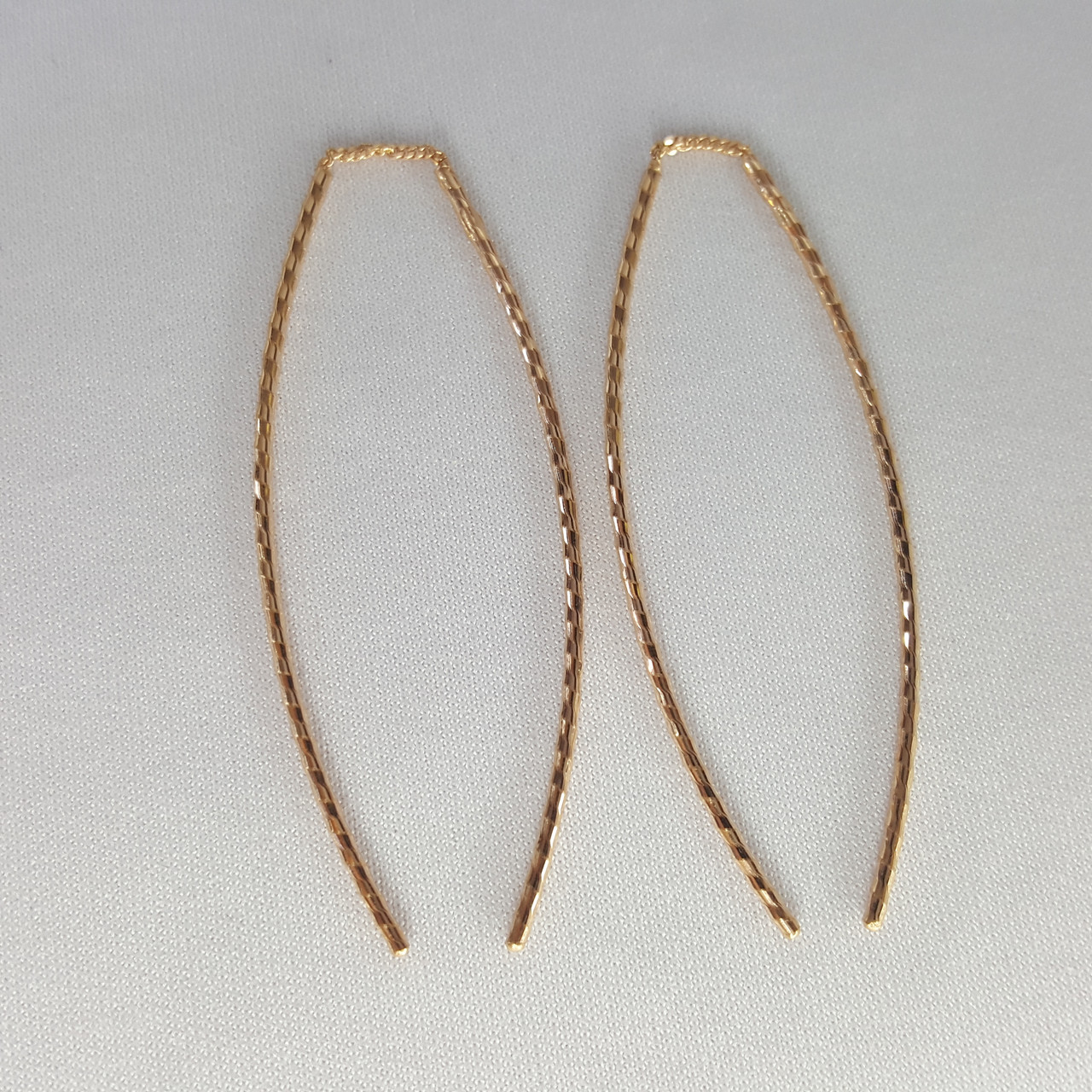 Серебряные серьги-продевки 925 пробы с позолотой и алмазной гранью, 925, 7 850 тг