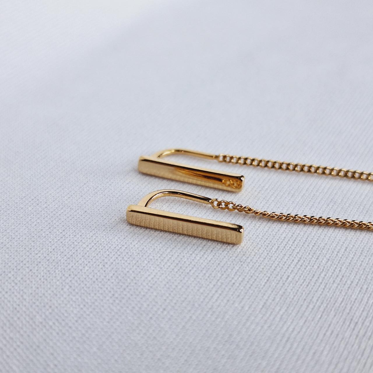 Серебряные серьги-продевки 925 пробы с позолотой, 925, 5 050 тг