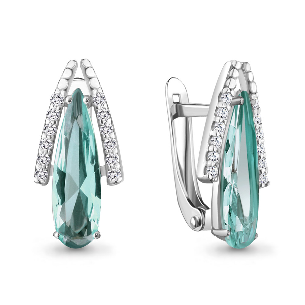 Серебряные серьги с нанотурмалином Параиба и фианитами 925 пробы - Instagram Reel 