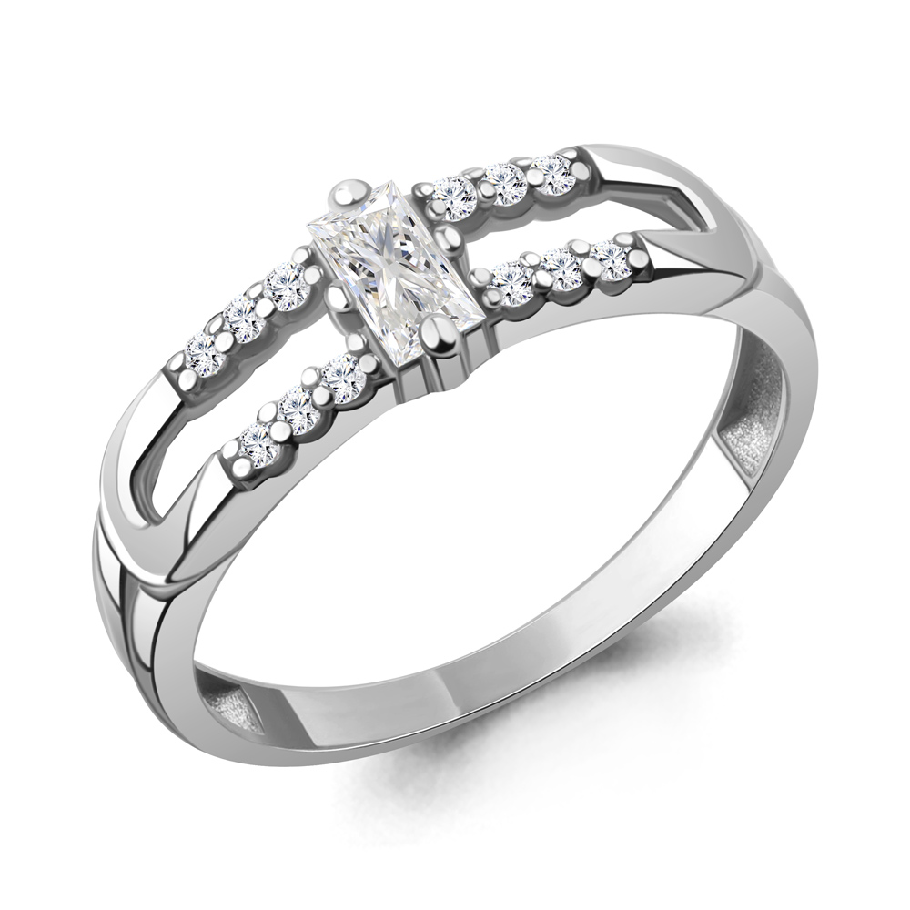 Серебряное кольцо с прямоугольным фианитом и дорожками 925 пробы - Instagram Reel 