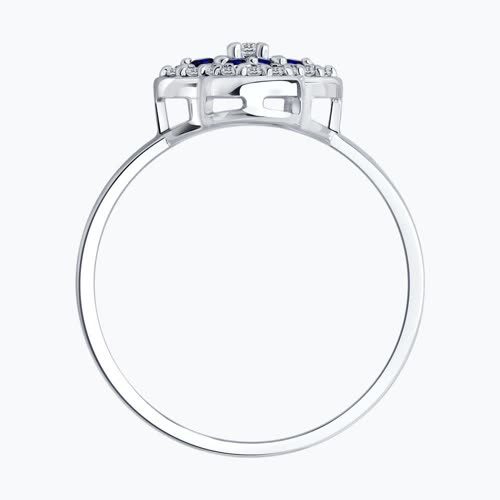 Кольцо из серебра с сапфирами и фианитами из серебро — вид 3