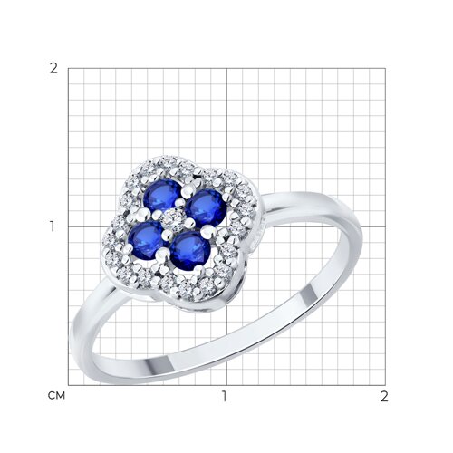 Кольцо из серебра с сапфирами и фианитами из серебро — вид 6