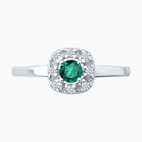 Кольцо из серебра с сапфиром и фианитами из серебро — вид 2