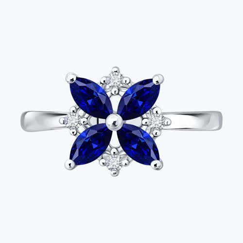 Кольцо из серебра с сапфирами и фианитами из серебро — вид 2