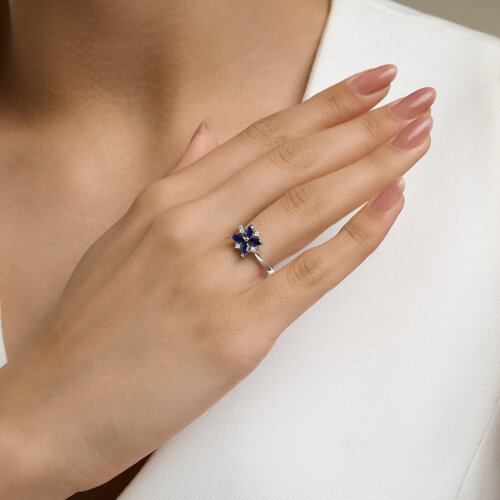 Кольцо из серебра с сапфирами и фианитами из серебро — вид 5