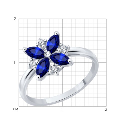 Кольцо из серебра с сапфирами и фианитами из серебро — вид 6