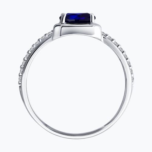 Кольцо из серебра с сапфиром и фианитами из серебро — вид 2