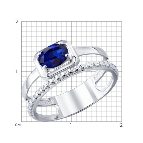 Кольцо из серебра с сапфиром и фианитами из серебро — вид 6