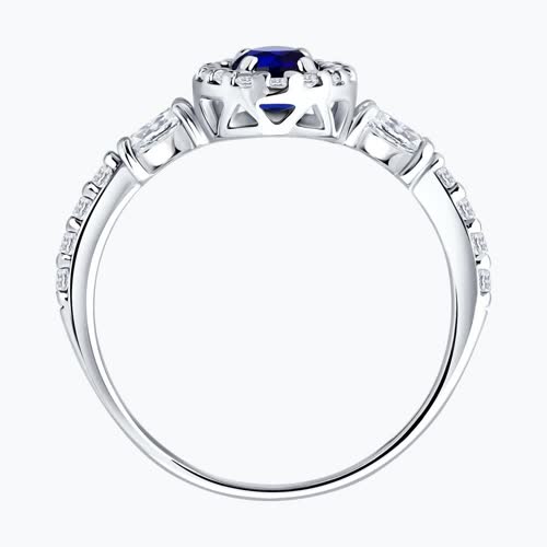 Кольцо из серебра с сапфиром и фианитами из серебро — вид 3