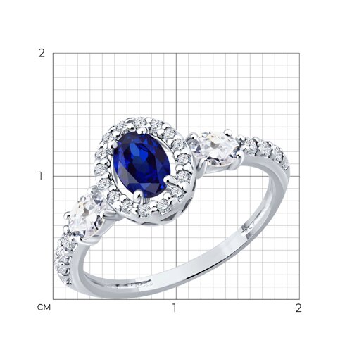 Кольцо из серебра с сапфиром и фианитами из серебро — вид 6