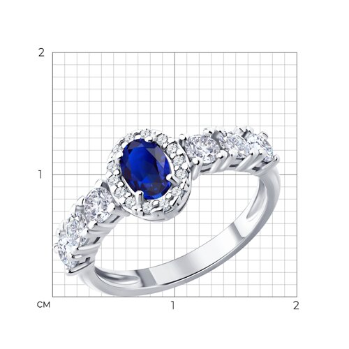 Кольцо из серебра с сапфиром и фианитами из серебро — вид 3