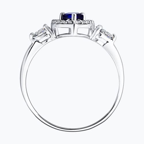 Кольцо из серебра с сапфиром и фианитами из серебро — вид 3