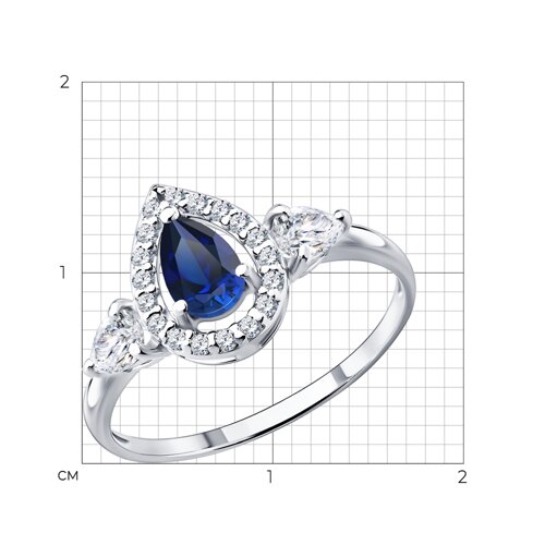 Кольцо из серебра с сапфиром и фианитами из серебро — вид 4