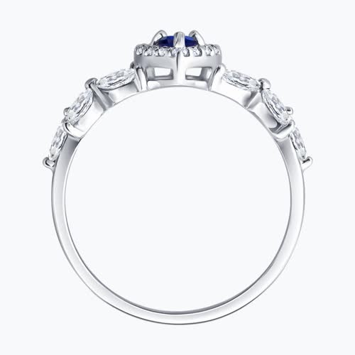 Кольцо из серебра с сапфиром и фианитами из серебро — вид 2