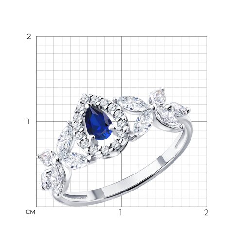 Кольцо из серебра с сапфиром и фианитами из серебро — вид 3