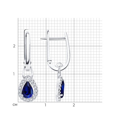 Серьги из серебра с сапфирами и фианитами из серебро — вид 5