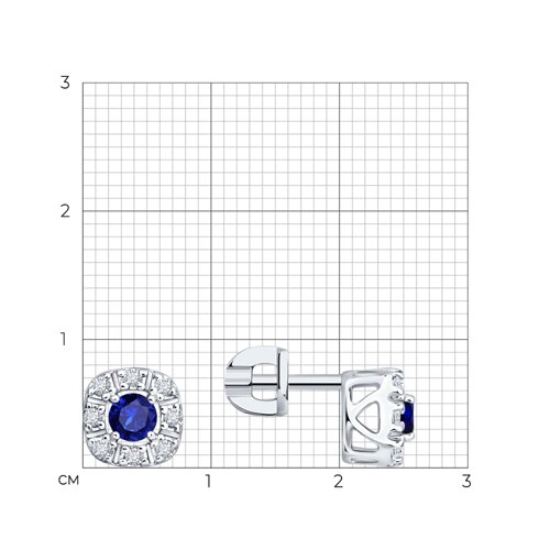 Серьги из серебра с сапфирами и фианитами из серебро — вид 3