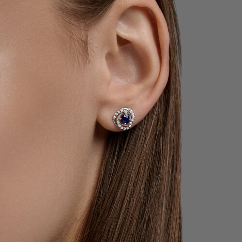 Серьги из серебра с сапфирами и фианитами из серебро — вид 3