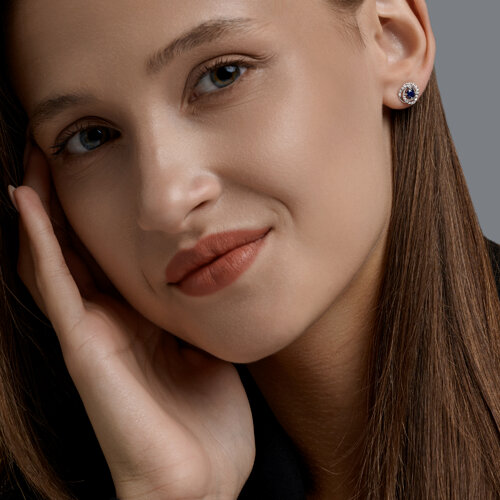 Серьги из серебра с сапфирами и фианитами из серебро — вид 4