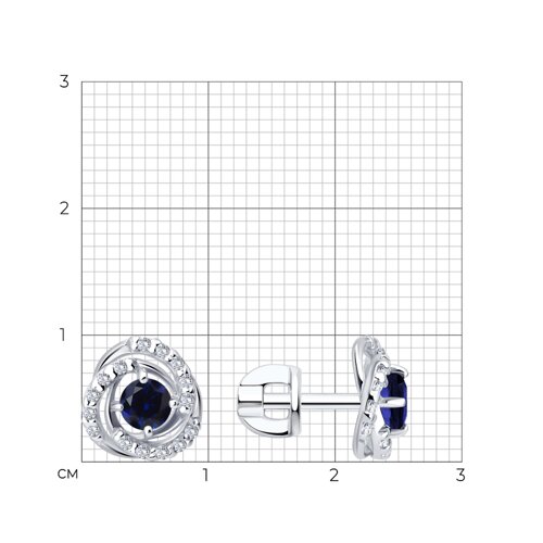Серьги из серебра с сапфирами и фианитами из серебро — вид 5