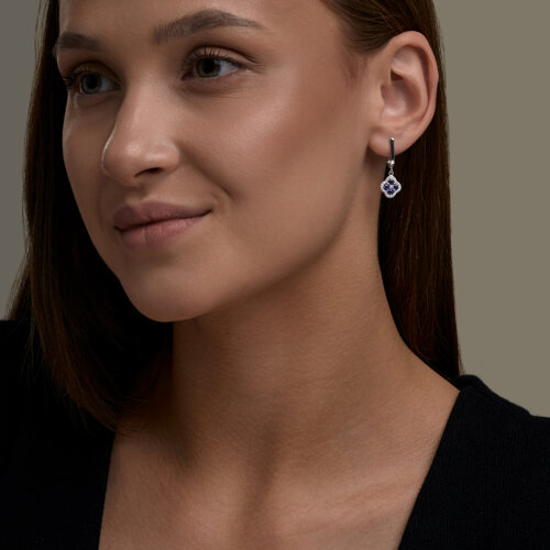 Серьги из серебра с сапфирами и фианитами из серебро — вид 3