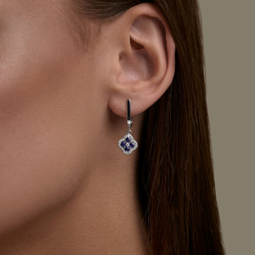 Серьги из серебра с сапфирами и фианитами из серебро — вид 4