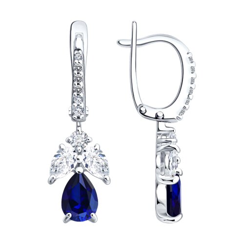 Серьги из серебра с сапфирами и фианитами - видео на модели