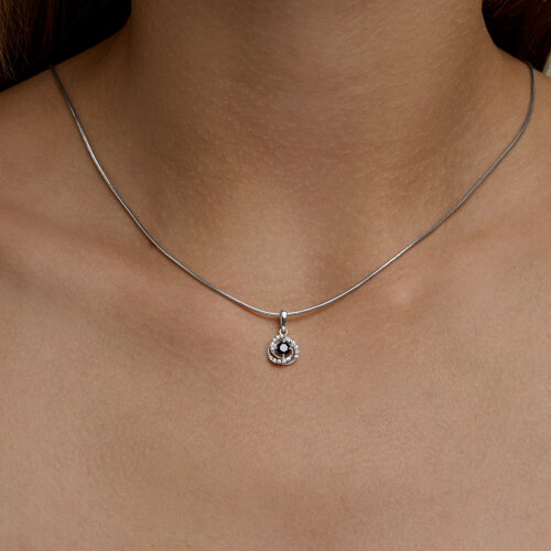 Подвеска из серебра с сапфиром и фианитами из серебро — вид 4