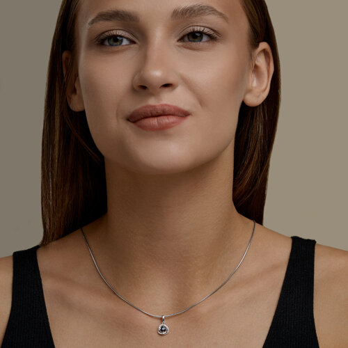 Подвеска из серебра с сапфиром и фианитами из серебро — вид 5