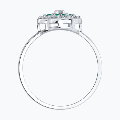 Кольцо из серебра с изумрудами и фианитами из серебро — вид 3