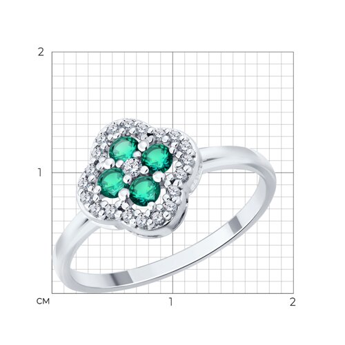 Кольцо из серебра с изумрудами и фианитами из серебро — вид 6