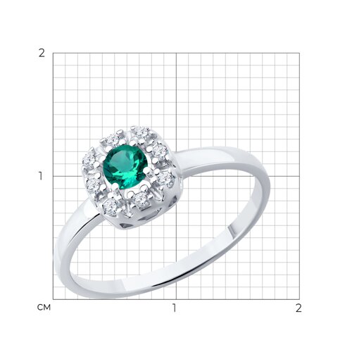 Кольцо из серебра с изумрудом и фианитами из серебро — вид 6