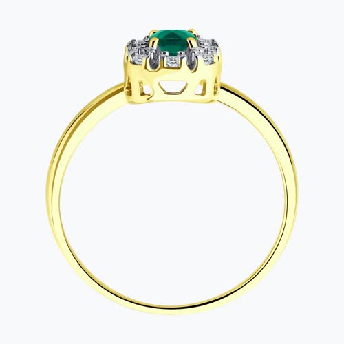 Кольцо из золочёного серебра с изумрудом и фианитами из серебро — вид 3