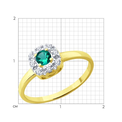 Кольцо из золочёного серебра с изумрудом и фианитами из серебро — вид 6