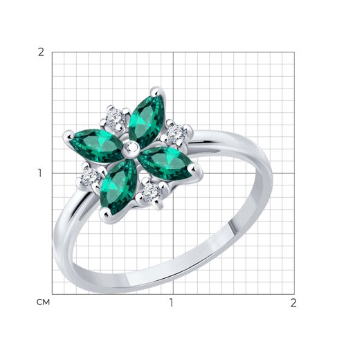 Кольцо из серебра с изумрудами и фианитами из серебро — вид 6