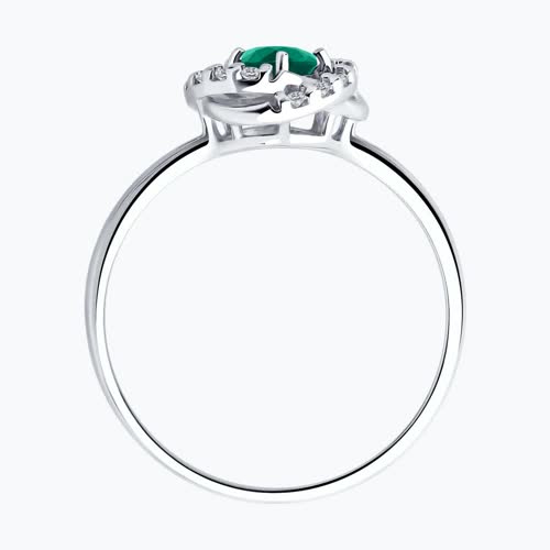 Кольцо из серебра с изумрудом и фианитами из серебро — вид 3