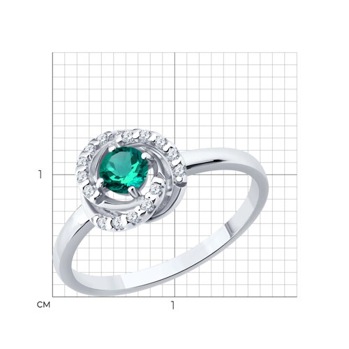 Кольцо из серебра с изумрудом и фианитами из серебро — вид 6