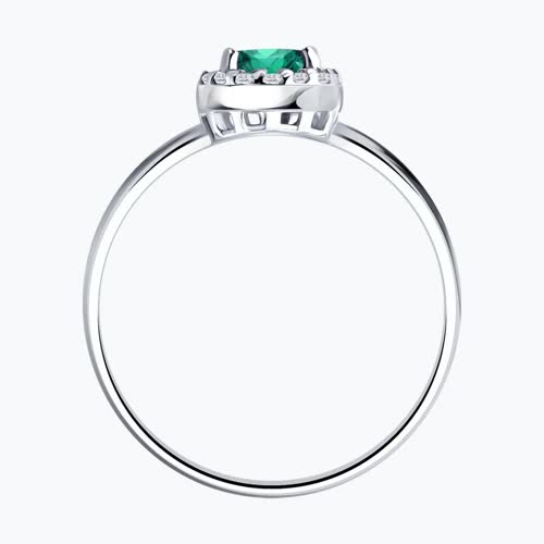 Кольцо из серебра с изумрудом и фианитами из серебро — вид 3
