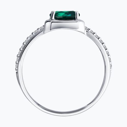 Кольцо из серебра с изумрудом и фианитами из серебро — вид 2