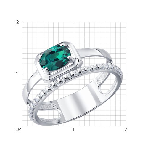 Кольцо из серебра с изумрудом и фианитами из серебро — вид 6