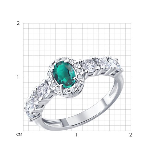 Кольцо из серебра с изумрудом и фианитами из серебро — вид 3