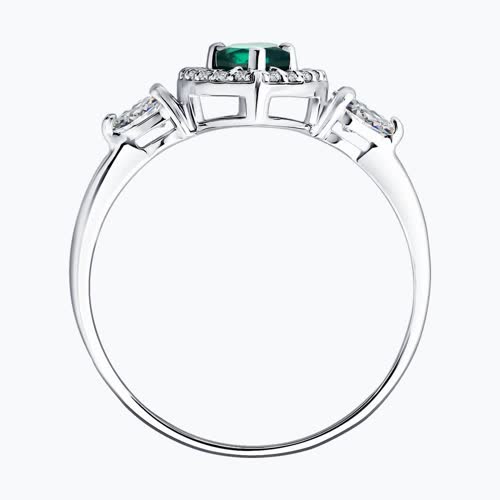 Кольцо из серебра с изумрудом и фианитами из серебро — вид 3