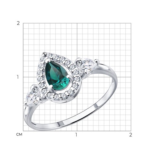 Кольцо из серебра с изумрудом и фианитами из серебро — вид 4