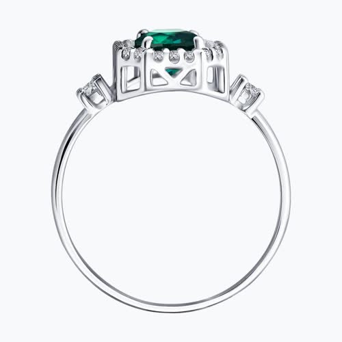 Кольцо из серебра с изумрудом и фианитами из родированное серебро — вид 5