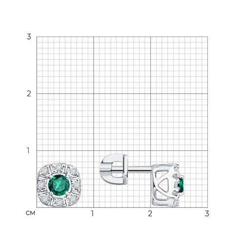 Серьги из серебра с изумрудами и фианитами из серебро — вид 3