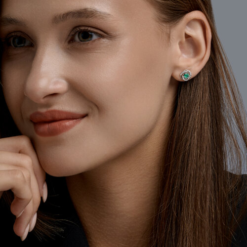 Серьги из серебра с изумрудами и фианитами из серебро — вид 4