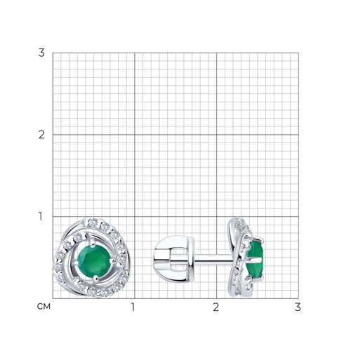Серьги из серебра с изумрудами и фианитами из серебро — вид 5