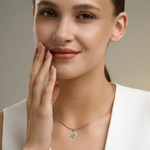 Подвеска из серебра с изумрудами и фианитами из серебро — вид 5