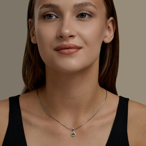 Подвеска из серебра с изумрудом и фианитами из серебро — вид 5